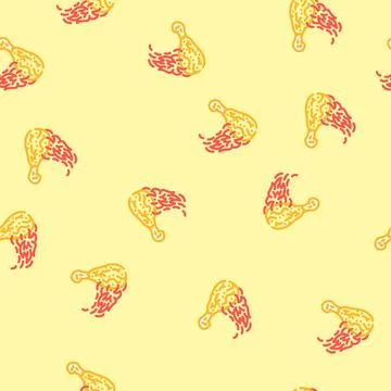 Dish chicken fried vector seamless pattern Stock Illustration