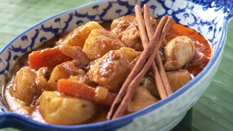 A dish of chicken massaman curry Stock Footage 154674399