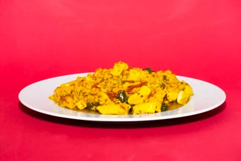 Dish of chicken with rice Stock Photos