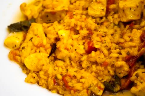 Dish of chicken with rice Stock Photos