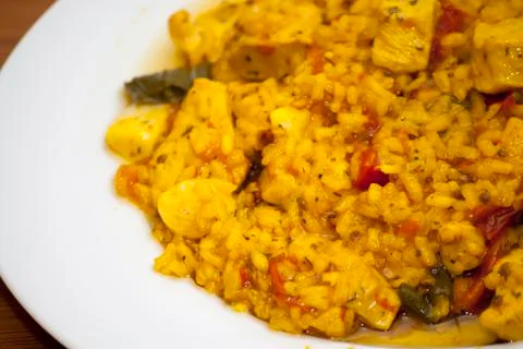 Dish of chicken with rice Stock Photos