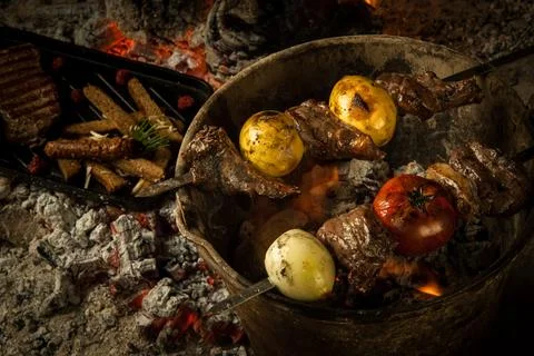 A dish on cold coals Foto stock
