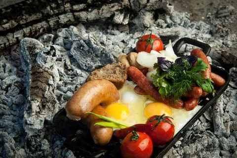 A dish on cold coals Stock Photos