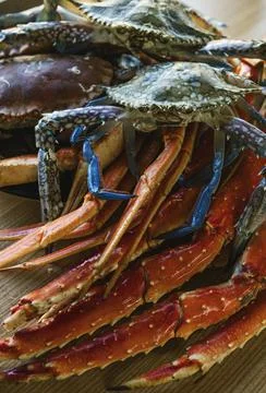 Dish of crabs. Crabs background Stock Photos