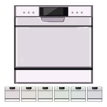 Dish dishwasher kitchen cartoon vector graphic 스톡 일러스트