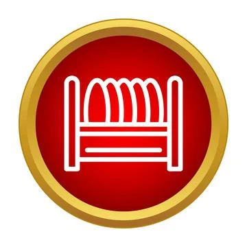 Dish drainer with plates icon in red circle Stock Illustration