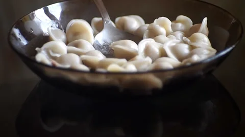 Dish with dumplings on the table Video stock 35740814