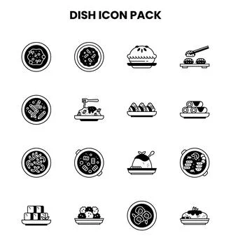 Dish DuoTone Bundle Icons Pack Stock Illustration
