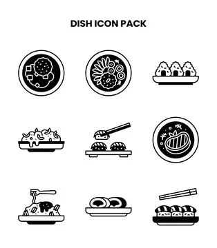 Dish DuoTone UI Icons Pack Stock Illustration