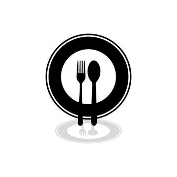 Dish, Empty plate with knife and fork  isolated on a white background Illustrazione stock