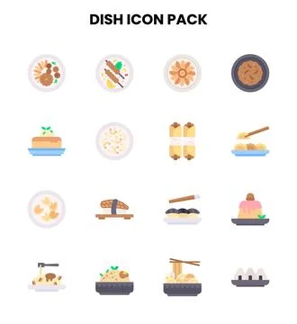 Dish Flat Bundle Icons Pack Stock Illustration