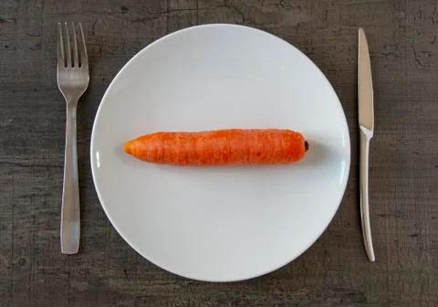 Dish, fork, knife, table, arrangement, background, business, carrot, vegetarian Stock Photos
