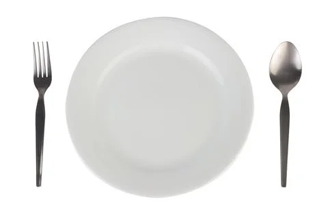Dish fork spoon isolated on white background Stock Photos