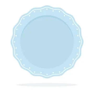 Dish in the form of a wavy circle with a pattern on the edge flat icon vector 스톡 일러스트