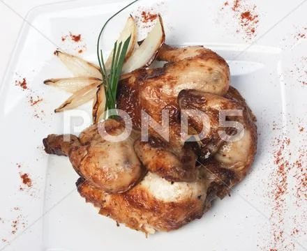 Dish of fried chicken with spices Stock Photos