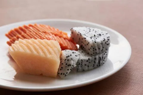 A dish of fruit on the table Stock Photos