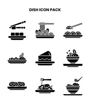 Dish Glyph Graphics Icons Pack Stock Illustration