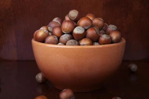 Dish with hazelnuts Stock Photos