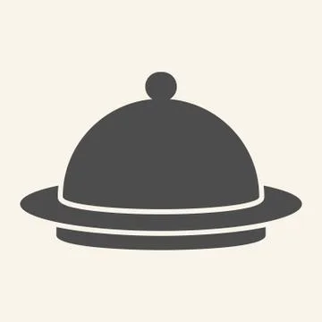 Dish with lid solid icon. Hotel restaurant food cover symbol, glyph style Stock Illustration