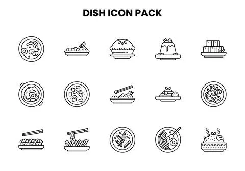 Dish Line Scalable Icons Pack Stock Illustration