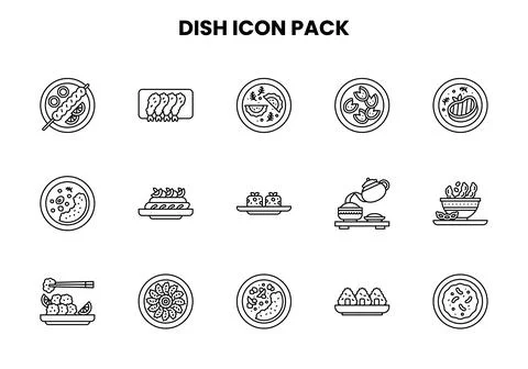 Dish Line Vector Icons Pack 스톡 일러스트