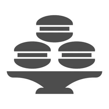 Dish with muffins or cookies solid icon, bakery concept, cake stand with dessert Stock Illustration