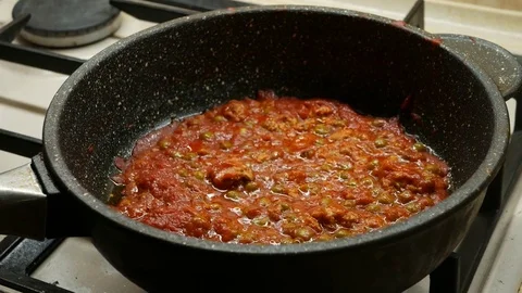 Dish of pasta cooked on pan, 4k Stock Footage 82775045