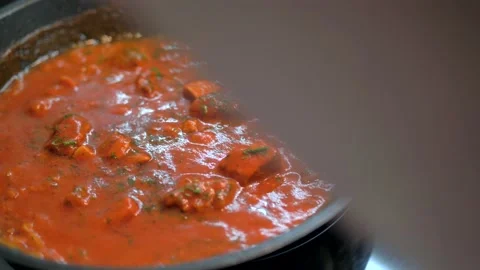 Dish of pasta cooked to tradition with fresh Italian tomato, tuna Stock Footage 135311580
