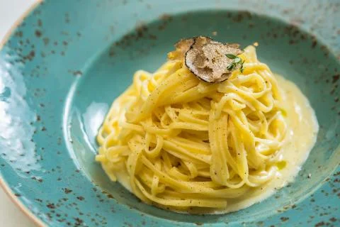 Dish of pasta with truffle Fotos Stock