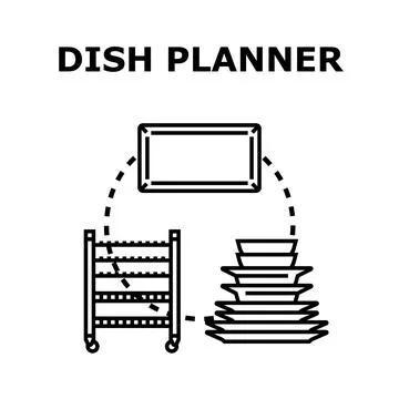 Dish planner concept illustrating kitchen organization process Stock Illustration