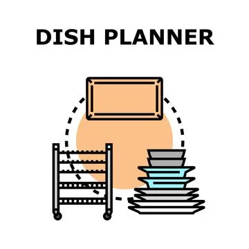 Dish planner concept illustrating kitchen organization process Stock Illustration