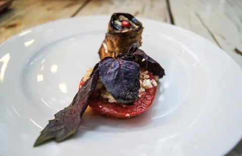 Dish on a plate. Stockfoto's