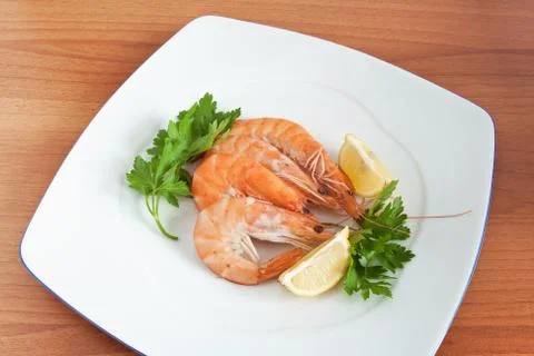 Dish with prawns Stock Photos