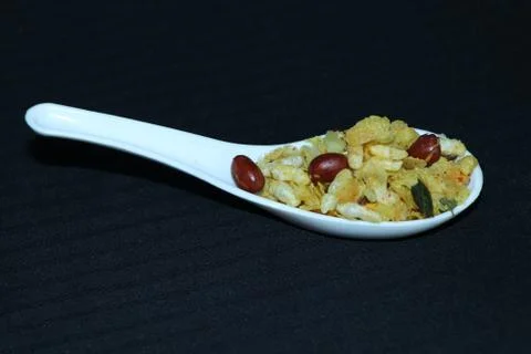 Dish put in spoon with white background Stock Photos