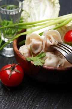 Dish with ravioli Stock Photos