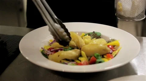 Dish ready to be served in a restaurant. Compilation of 4 clips. Stock Footage 36808301