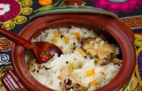 Dish of rice with meat. 写真素材