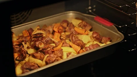 Dish with roasting meat in oven 動画素材 106411122