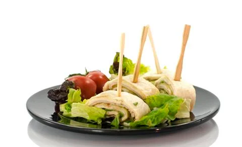 Dish with salmon wraps Stock Photos
