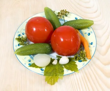 A dish of salted vegetables Stock Photos