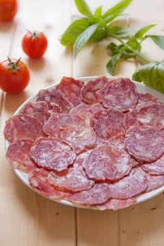 Dish of sausage Stock Photos