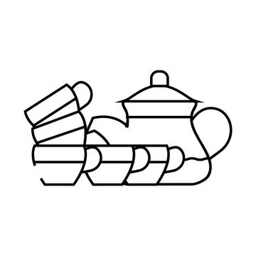 Dish set for tea line icon vector illustration Stock Illustration