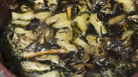 A dish of simmering hijiki Stock Footage 241126157