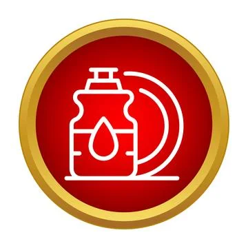 Dish soap bottle cleaning plate icon concept Stock Illustration