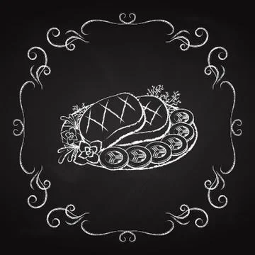 Dish with steak icon Stock Illustration