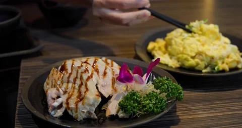 Dish of steamed chicken in restaurant Stock Footage 234806349