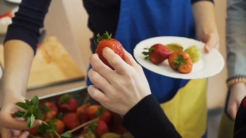 Dish with strawberries Stock Footage 86854805