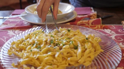 Dish of tagliatelle tagliatelle Stock Footage 82453562
