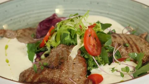  Dish tasty meat with vegetables Stock Footage 239920828