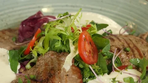  Dish tasty meat with vegetables Stock Footage 239920836